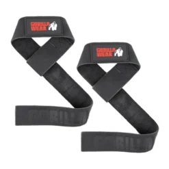 Gorilla Wear Gear Leather Lifting Straps, Black