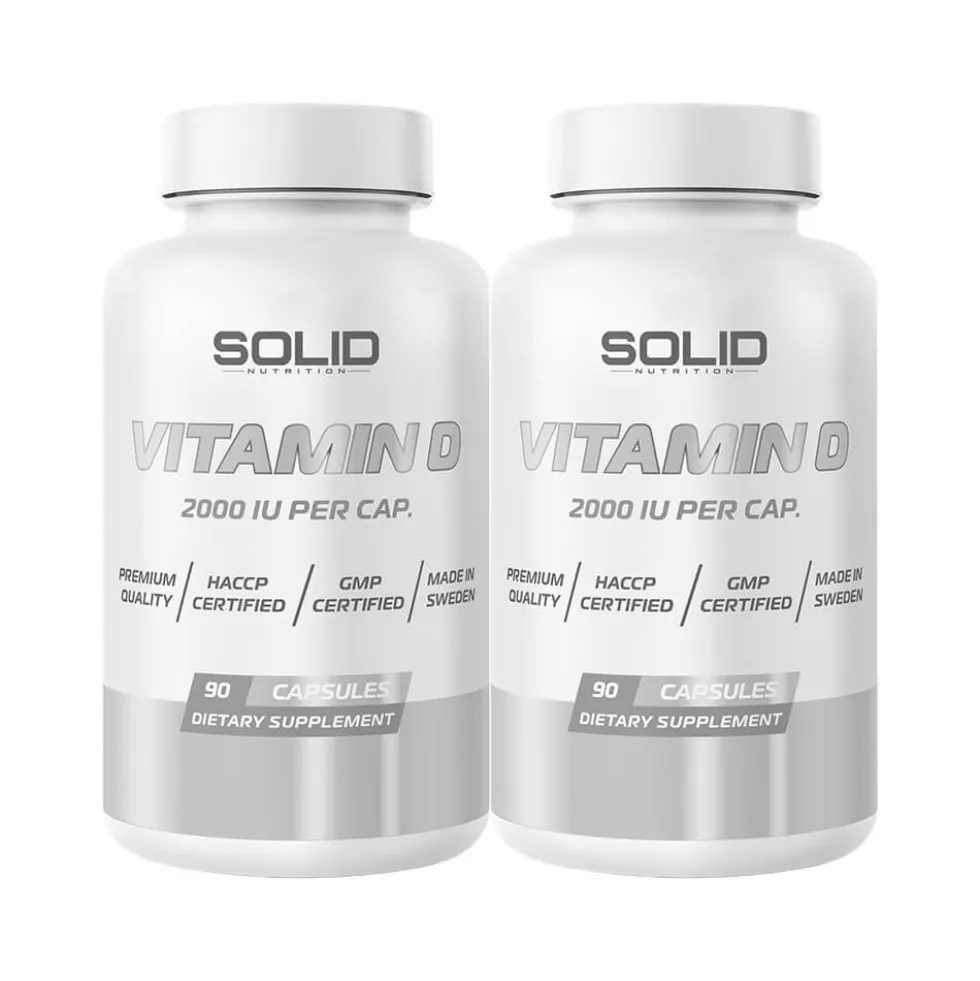 2 x SOLID Nutrition Vitamin D, 90 caps